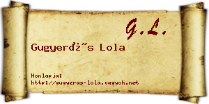 Gugyerás Lola névjegykártya